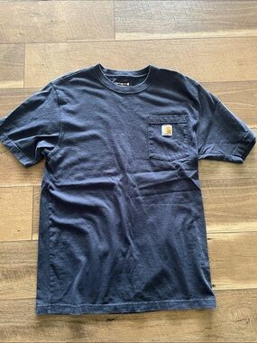 Carhartt Men’s Dark Blue Pocket Tee with Logo Patch